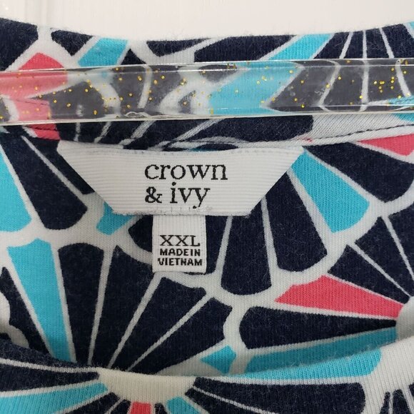 Crown & Ivy Printed Dress Cotton Blend Knee Length Pullover Womens Size XXL - Picture 5 of 9